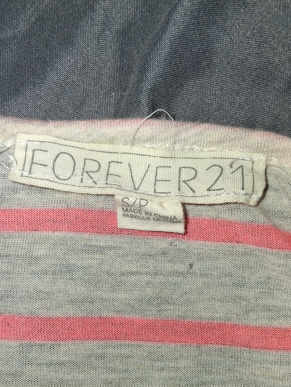 Forever 21 Gray and Pink Striped Top